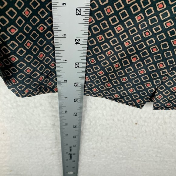 Halston‎ VI Women's Long Sleeve Tie Neck Brown Diamond Print Blouse Size 10 8479 - Picture 5 of 8